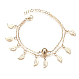 Double Chain Leaves Ankle Bracelet Anklet Summer Beach Accessories