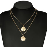 Star Moon Necklace Double Layered Necklace Gold Chain Choker Coin Necklace