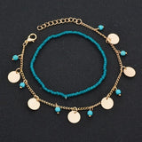 Beads Ankle Bracelet Chain Round Tassel Anklet Jewelry Accessories