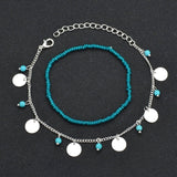 Beads Ankle Bracelet Chain Round Tassel Anklet Jewelry Accessories