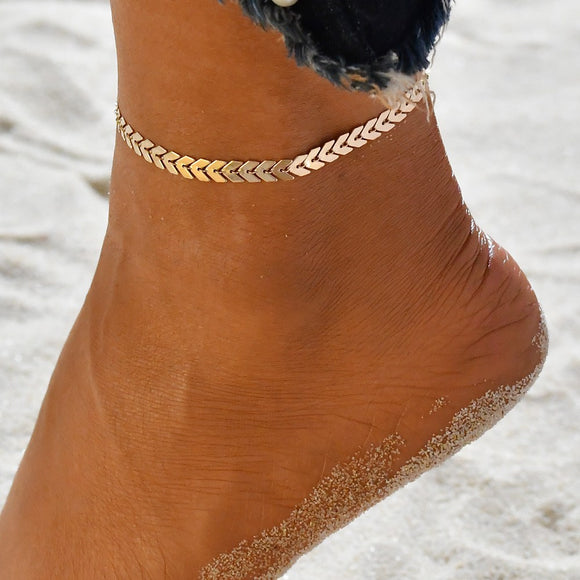 Gold Color Arrow Bracelet for Women Beach Anklet Summer Style