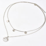Multi-Layered Coin Necklace Silver Gold Color Round Sequin Necklace