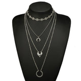 Charming Crystal Choker Necklace Silver Long Chain Necklace