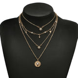 Star Pearl Rhinestone Pendant Chokers Necklaces Multilayered Charm Necklace