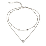 Multilayer Love Heart Charm Necklaces Vintage Gold Silver Color Chokers