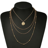 Multilayered Coin Sequins Geometric Necklaces Gold Chain Choker