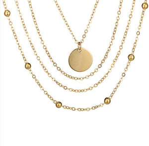 Multilayered Coin Sequins Geometric Necklaces Gold Chain Choker