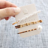 Pearl Geometric Gold Color Hair Clips