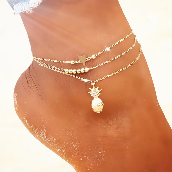 Crystal Pineapple Anklets Female Jewelry Bead Ankle Bracelets