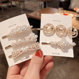 New Fashion Women Pearl Hairpins Crystal